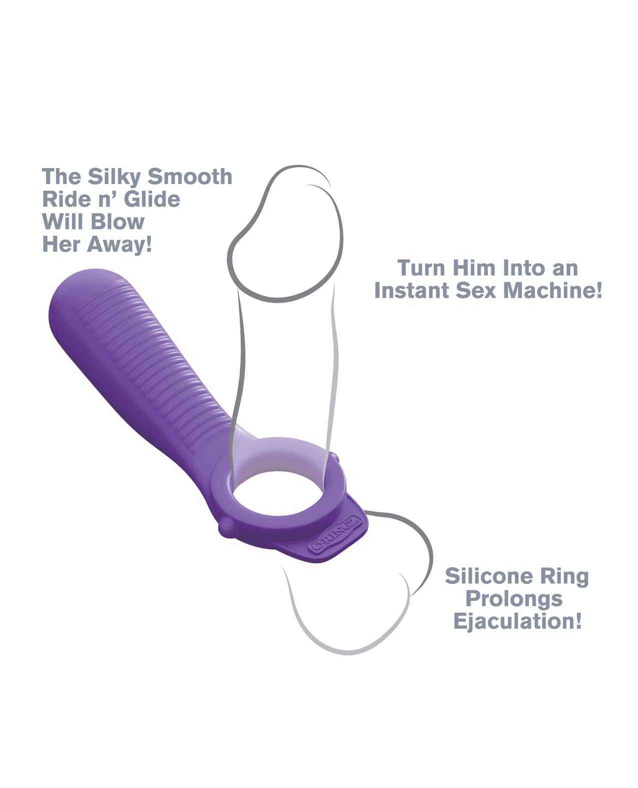 Purple Ride N' Glide Couples Ring with Powerful Vibration
