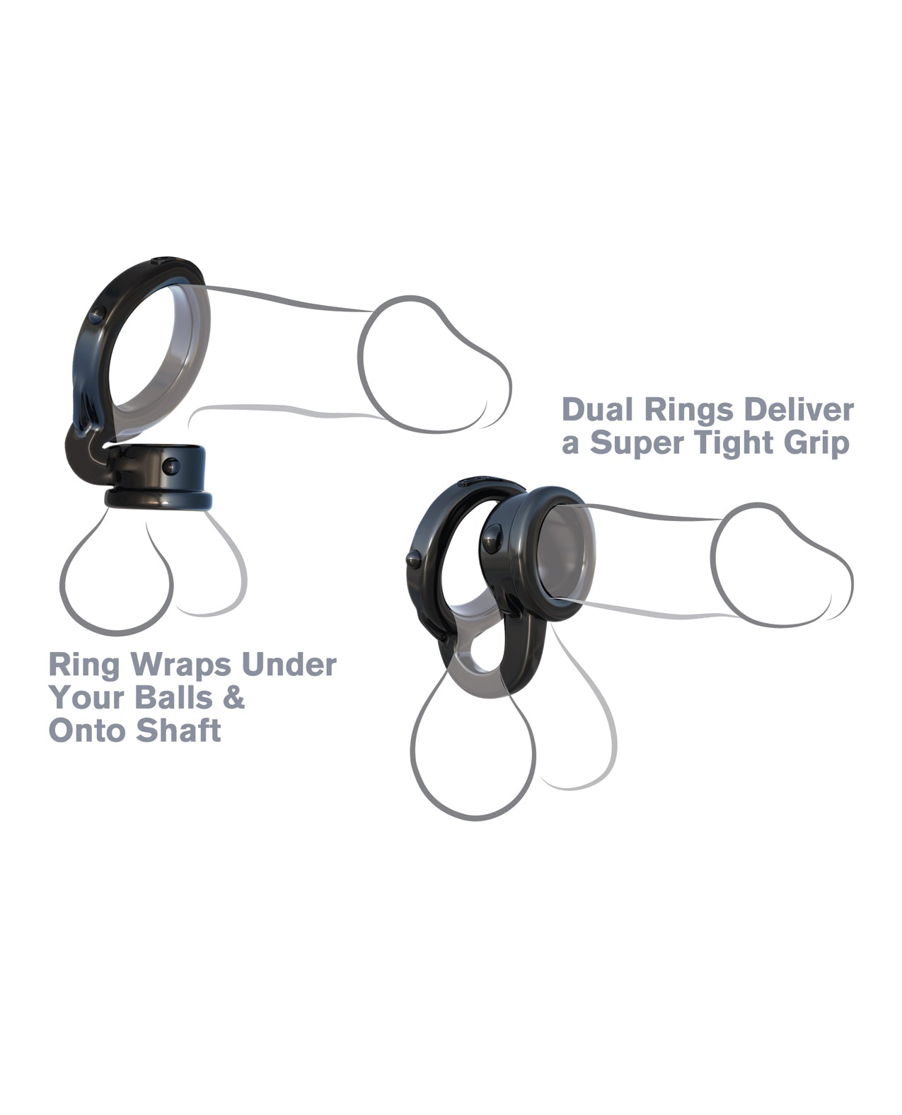 Ironman Duo-Ring Black Penis Enhancement Ring with Dual Support