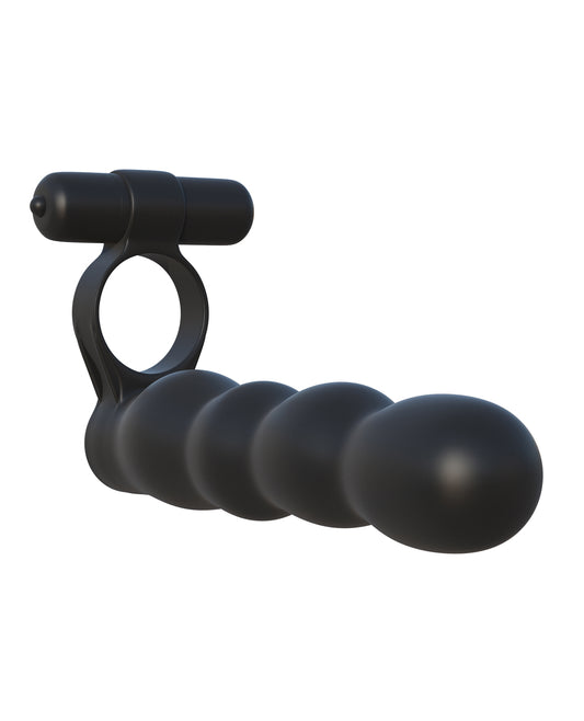 Posable Partner Double Penetrator Black Ring with Flexible Stimulator