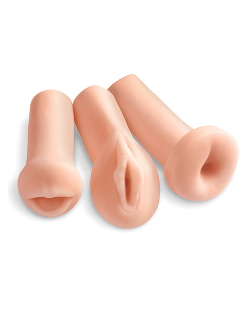 PDX Extreme All 3 Holes Masturbator Triple Stroker Set with Realistic Fanta Flesh