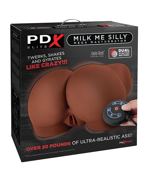 PDX Elite Brown Bubble Butt Masturbator with Dual Gyrating Motors and Fanta Flesh for Realistic Solo Stimulation