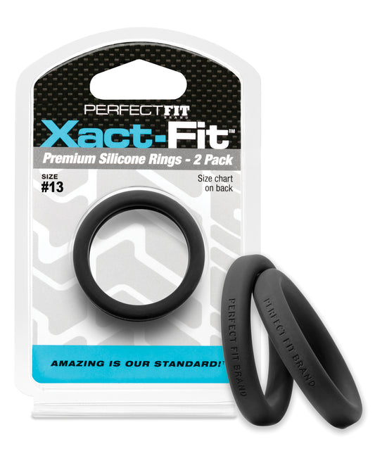 Perfect Fit silicone penis ring Xact-Fit #13 precise 1.3-inch sizing in black for enhanced comfort and support