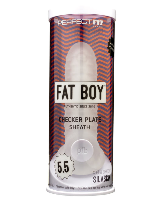 Perfect Fit Penis Enhancement Sheath with Checker Plate Texture and SilaSkin Material for Intense Shared Pleasure