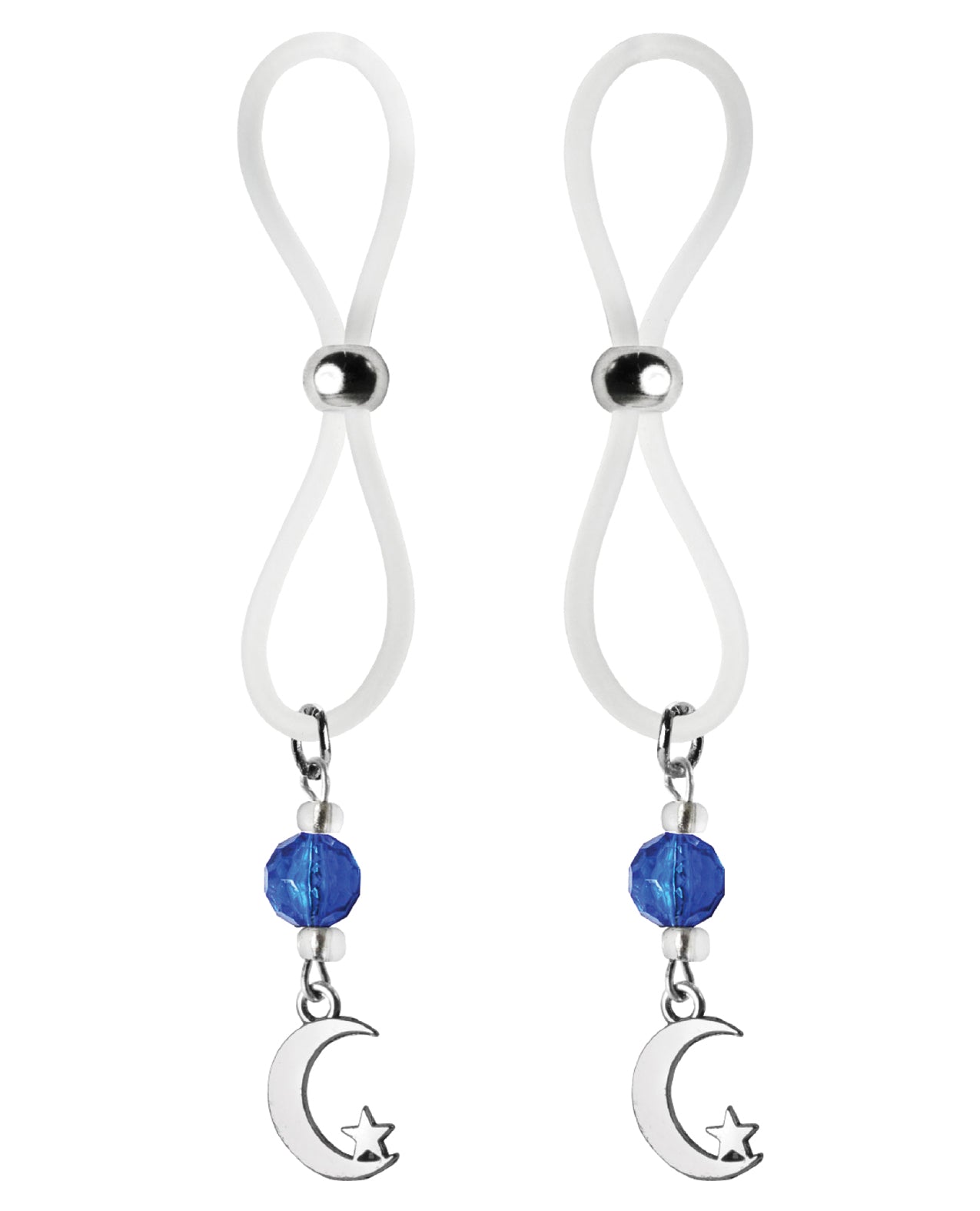 Bijoux de Nip Nipple Halos with Blue Clear Stones and Moon Star Charm for Sensual Jewelry Adornment