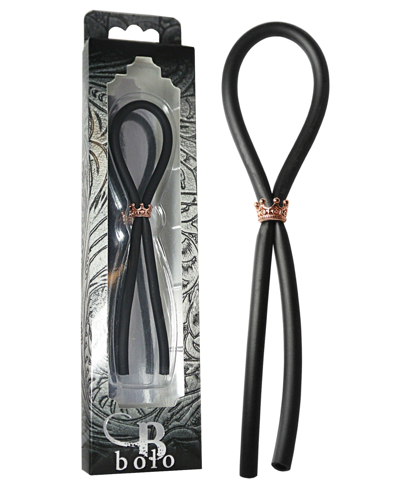 Bolo Silicone Lasso Penis Enhancement Ring with Adjustable Rose Gold Crown Slider for Comfortable Custom Fit