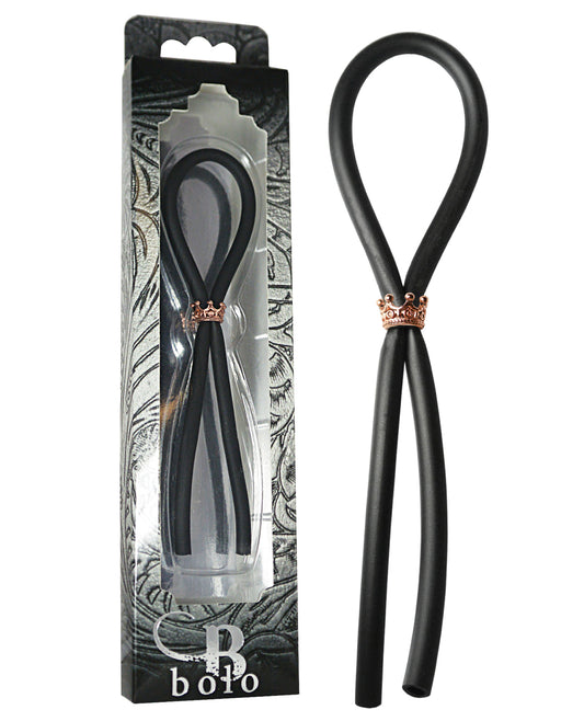 Bolo Silicone Lasso Penis Enhancement Ring with Adjustable Rose Gold Crown Slider for Comfortable Custom Fit