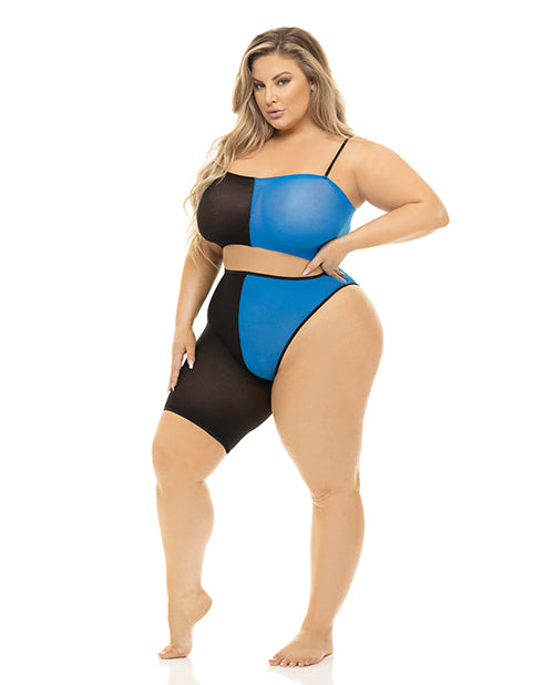 Pink Lipstick lingerie plus size bandeau and leggings set in black and blue for curvy fashion-forward comfort