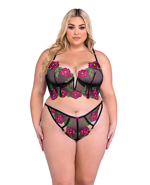 Roma Confidential Plus Size Lingerie Set Soft Floral Lace Adjustable Straps for Elegant Curves