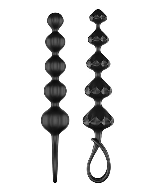 Satisfyer Love Beads Set - Black Silicone Anal Beads with Multiple Shapes