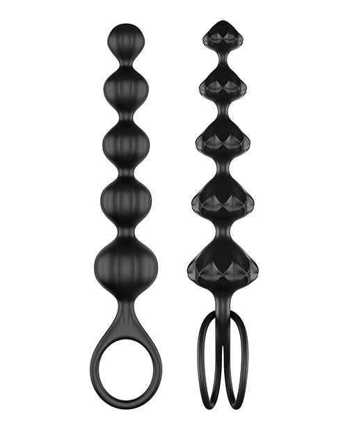 Satisfyer Love Beads Set - Black Silicone Anal Beads with Multiple Shapes