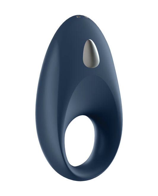 Satisfyer Penis Enhancement Ring Blue Silicone with App Control and Clitoral Stimulator for Extended Stamina
