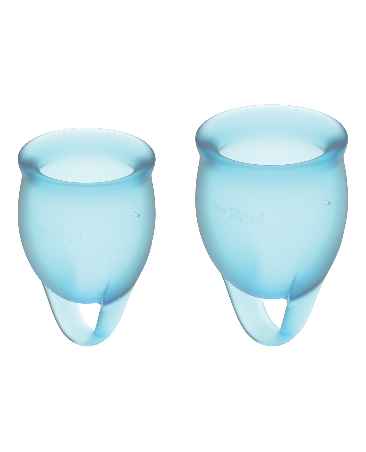 Satisfyer Menstrual Cup Light Blue Medical Grade Silicone Dual Sizes for Comfortable Reusable Period Protection