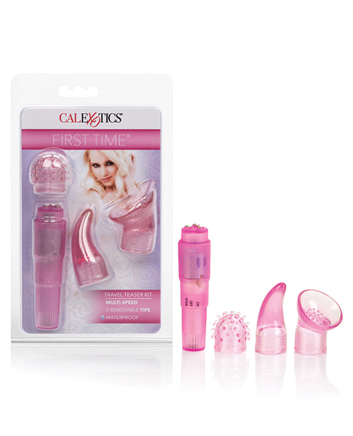 First Time Vibrator Kit with 3 Interchangeable Tips and Velvet Touch for Discreet Travel Stimulation