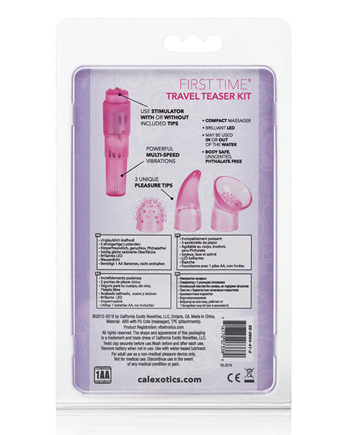 First Time Pink Travel Vibrator Kit with 3 Interchangeable Tips