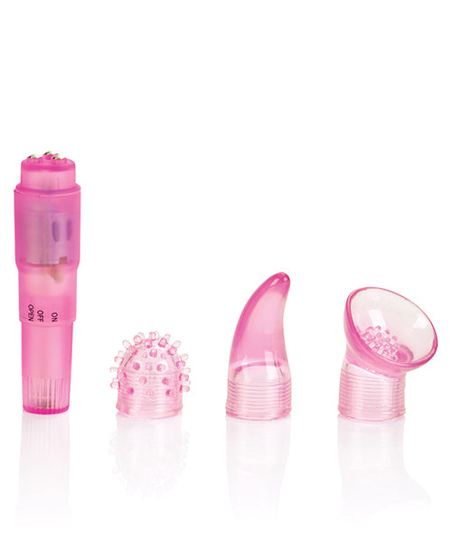 First Time Pink Travel Vibrator Kit with 3 Interchangeable Tips