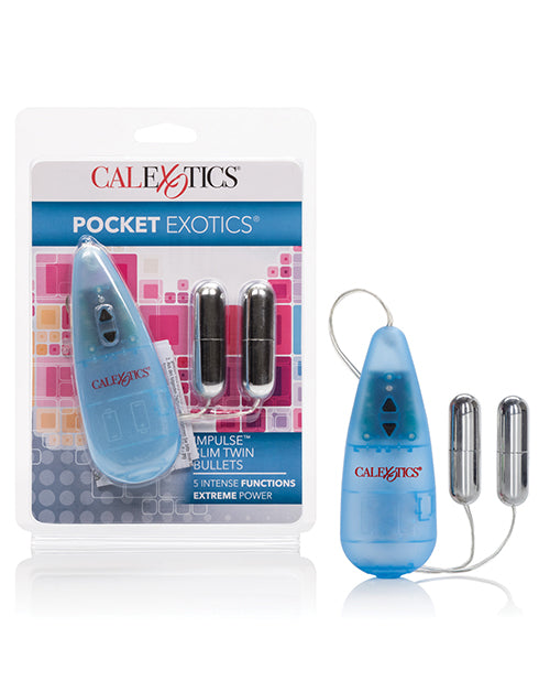 Pocket Exotics Stimulators Silver Twin Bullets 5 Vibration Modes for Discreet Personal Stimulation