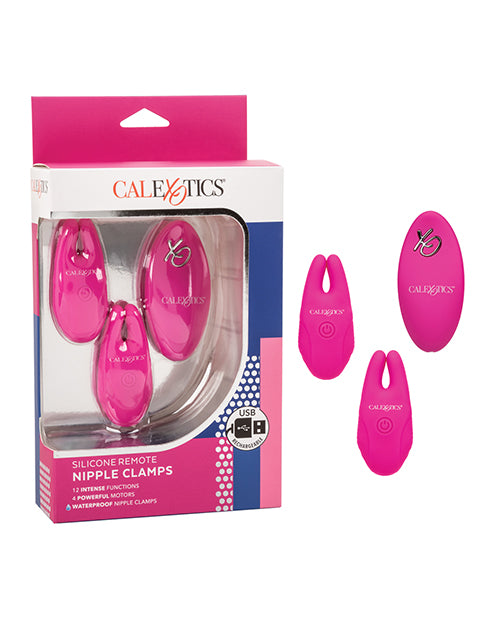 Remote Controlled Vibes Silicone Nipple Clamps with Remote and 12 Vibration Functions for Customizable Stimulation and Bondage Play