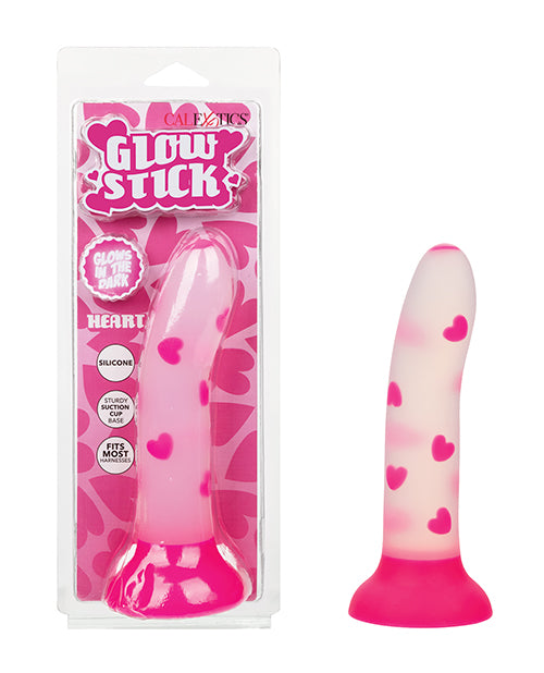 Glow Stick Dildo Glow-in-the-dark Heart Pattern Suction Cup Base for Playful Sensory Exploration