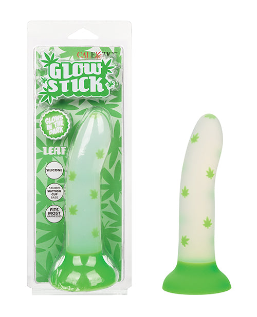 Glow Stick Silicone Dildo with Glow-in-the-Dark Leaf Pattern and Suction Cup for Playful Sensory Exploration