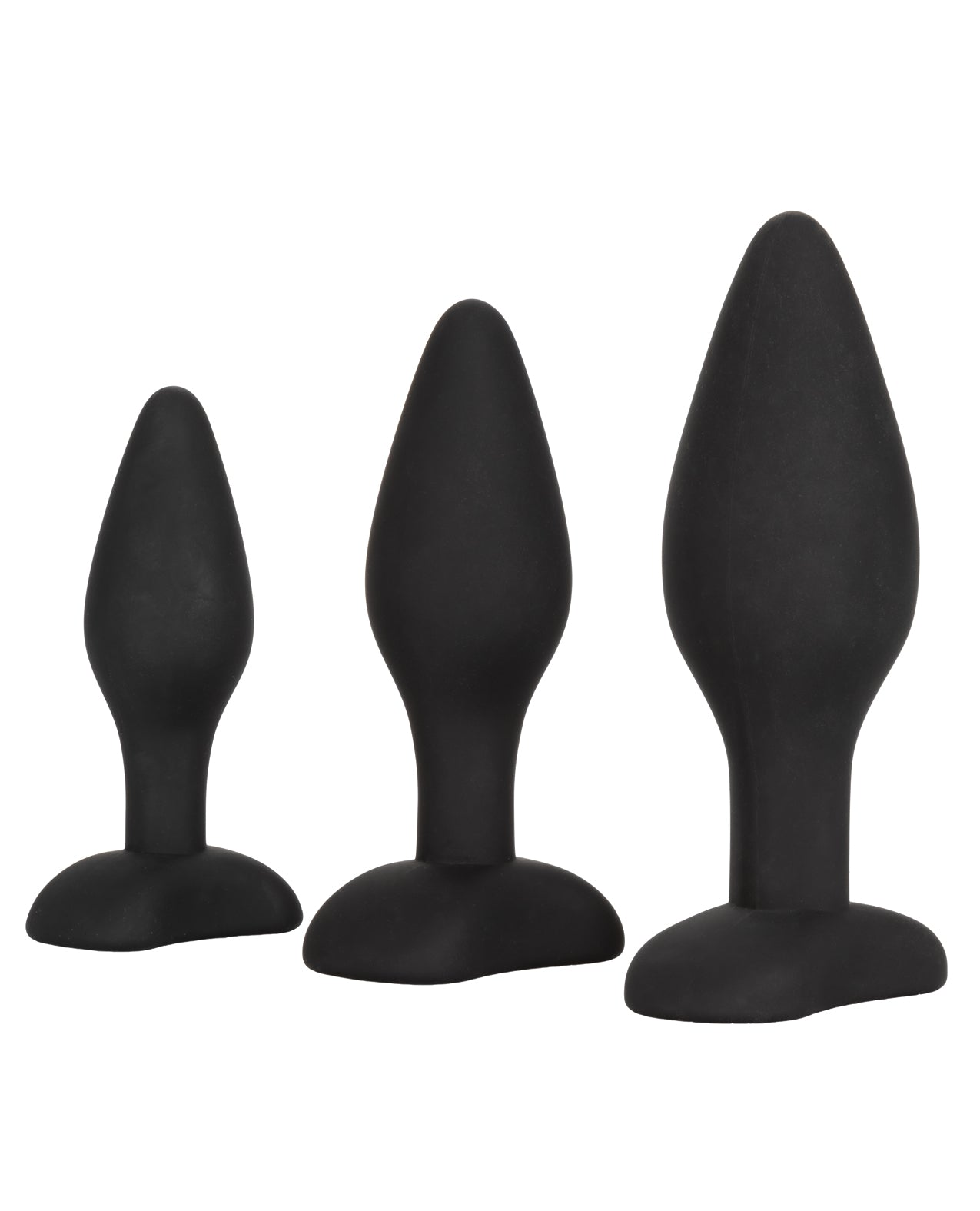 Silicone Anal Exerciser Kit with Three Graduated Plugs - Black