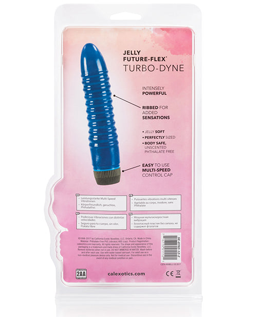 Future Flex Turbo Dyne Jelly Vibrator with Ridged Shaft in Blue