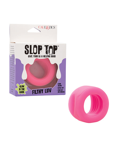 Slop Top Stroker Glow-in-the-Dark Pink Ridged Silicone for Enhanced Sensation and Comfort