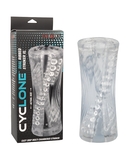 Cyclone Male Masturbator Dual Ribbed XL Transparent Easy-Grip Design for Intense Solo Play