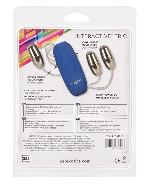 Inter-Actives Trio Blue Vibrating Bullets Stimulators with Remote Control