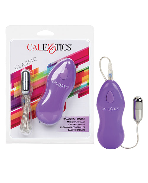 California Exotic Novelties Stimulator Ballistic Mini Bullet with Silver Plating and Purple Controller for Compact Targeted Vibrations