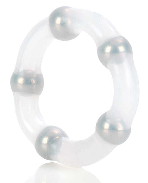Metallic Bead Ring with Steel Beads and Stretchy Silicone Design