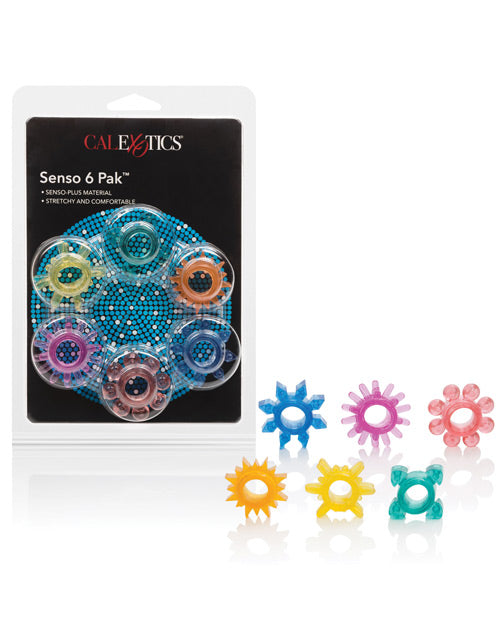 Rings! Penis Enhancement Senso 6 Pack Textured/Erection Rings Multi-Textured Assorted Colors for Enhanced Sensation and Pleasure