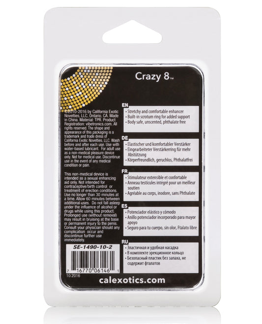 Crazy 8 Enhancer Double Cock Ring with Dual Support - Black