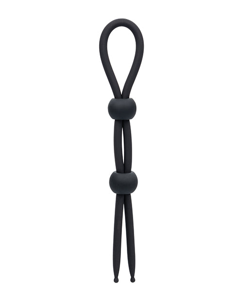 Alpha Liquid Silicone Dual Lasso Adjustable Black Cock Ring