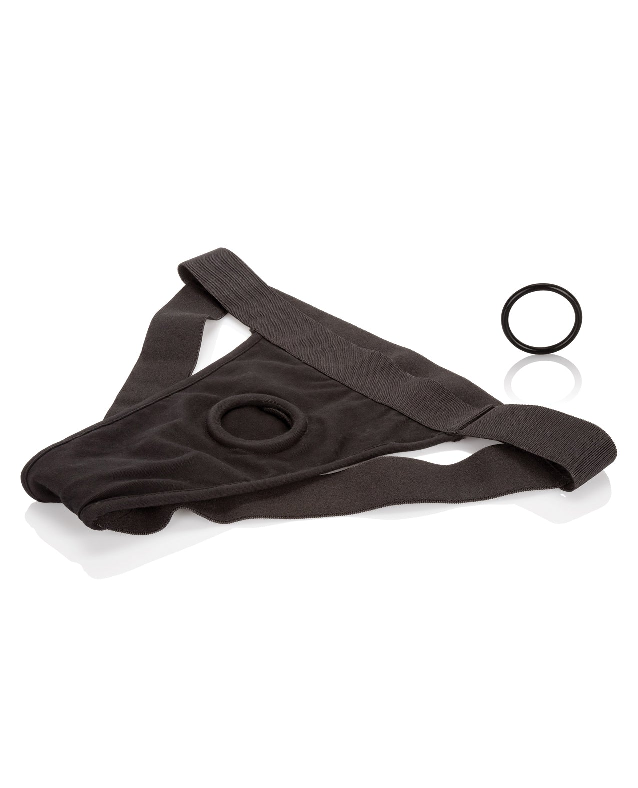 Ultra-Soft Black Jock Strap Harness L/XL with Double Panel & Vibrator Pocket