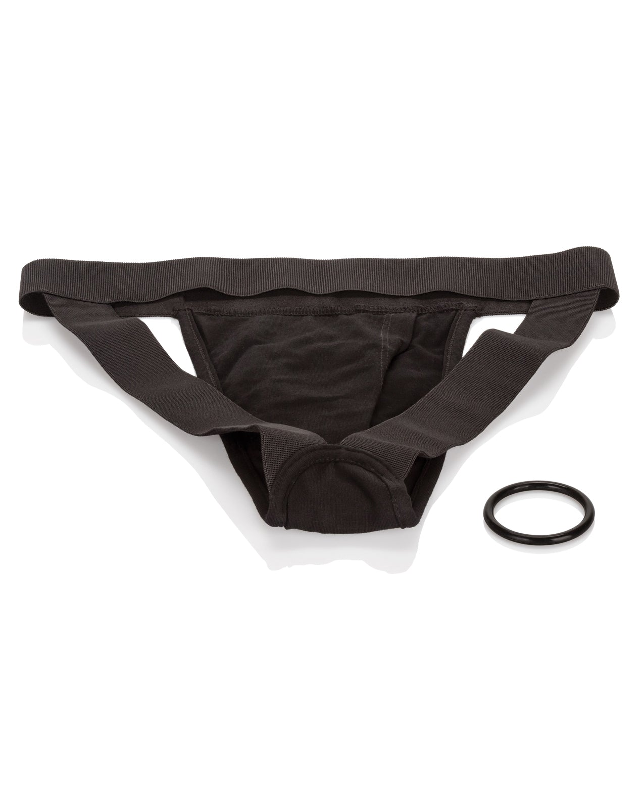 Ultra-Soft Black Jock Strap Harness L/XL with Double Panel & Vibrator Pocket
