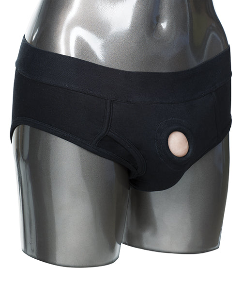 Black Brief Harness with Hipster Cut and Internal Pockets