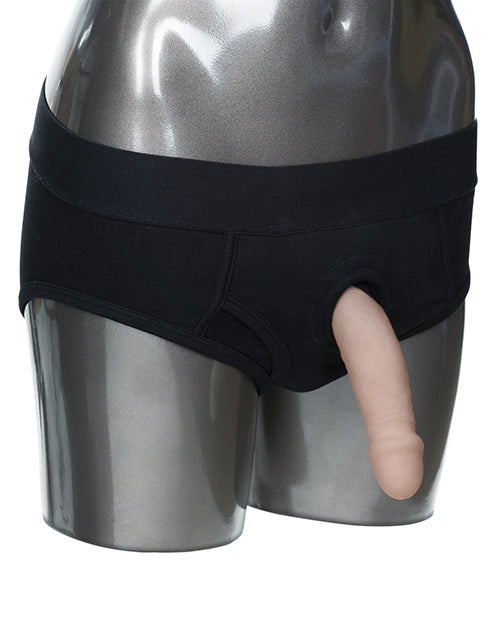 Black Brief Harness with Hipster Cut and Internal Pockets