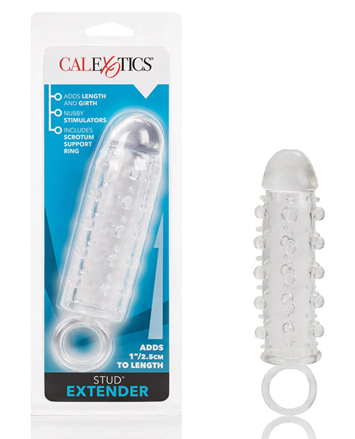 Extensions Penis Enhancement Stud Extender Clear Textured Sleeve with Support Ring for Enhanced Intimacy
