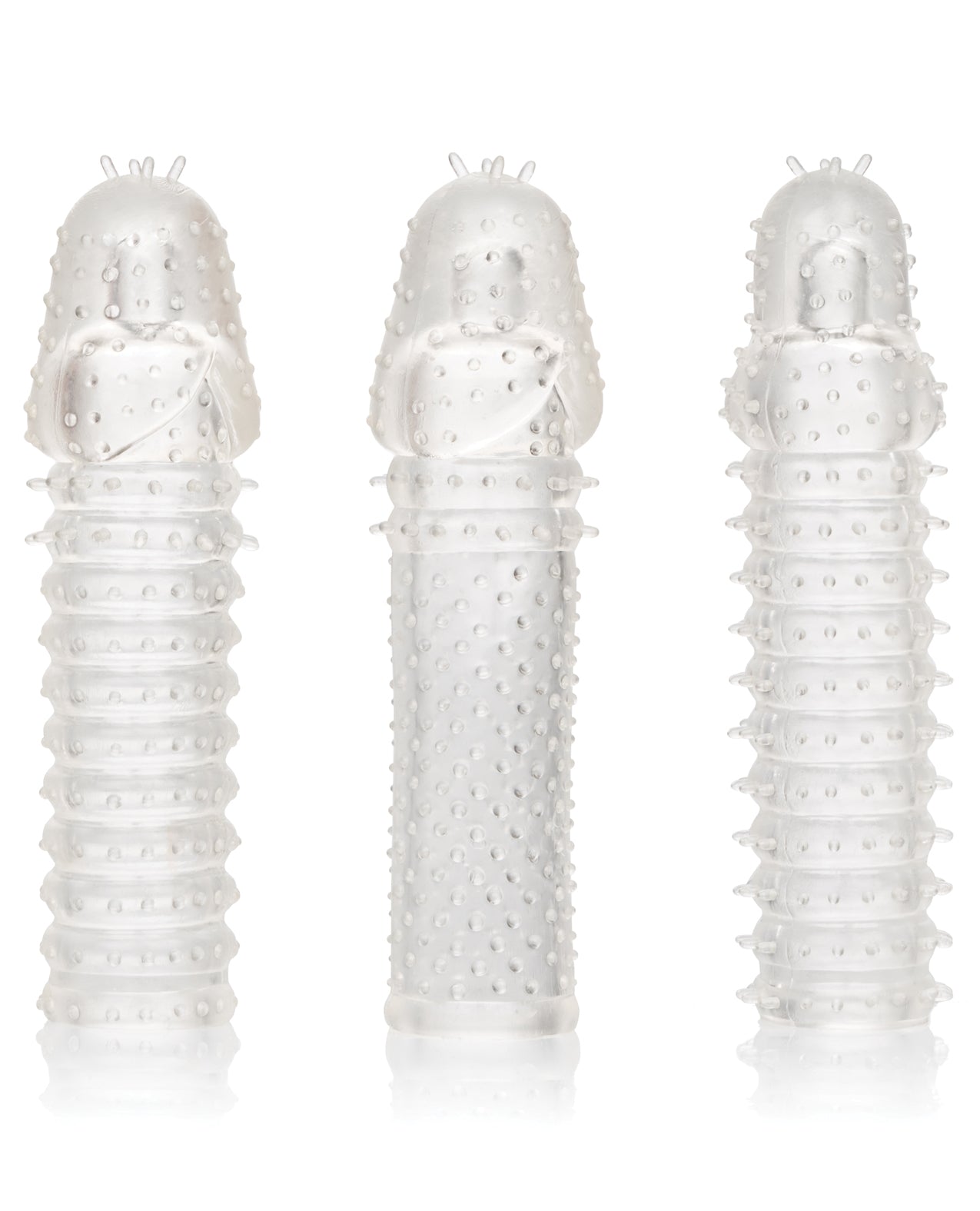 Clear 3 Piece Extension Kit with Ribbed Penis Enhancement Sleeves