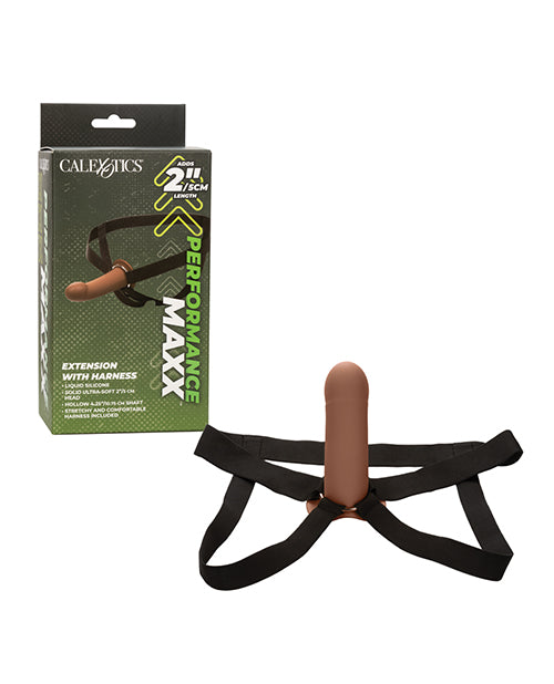 Performance Maxx Penis Enhancement Extension with Thick Harness and Brown Silicone for Intimate Support