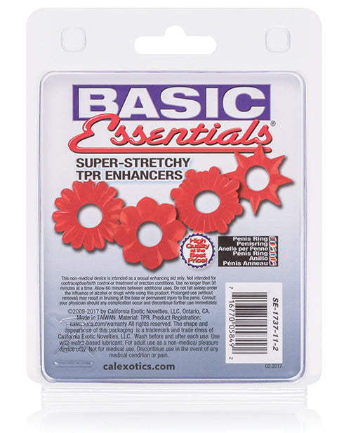Super Stretchy Penis Enhancement Rings Set of 4 in Red