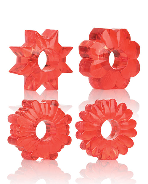 Super Stretchy Penis Enhancement Rings Set of 4 in Red