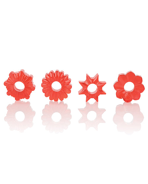 Super Stretchy Penis Enhancement Rings Set of 4 in Red