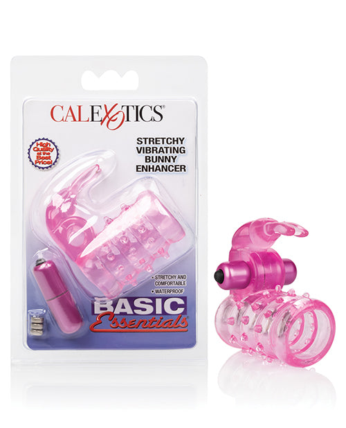 Basic Essentials Penis Enhancement Stretchy Vibrating Bunny Ring with Removable Vibrator for Couples' Stimulating Pleasure