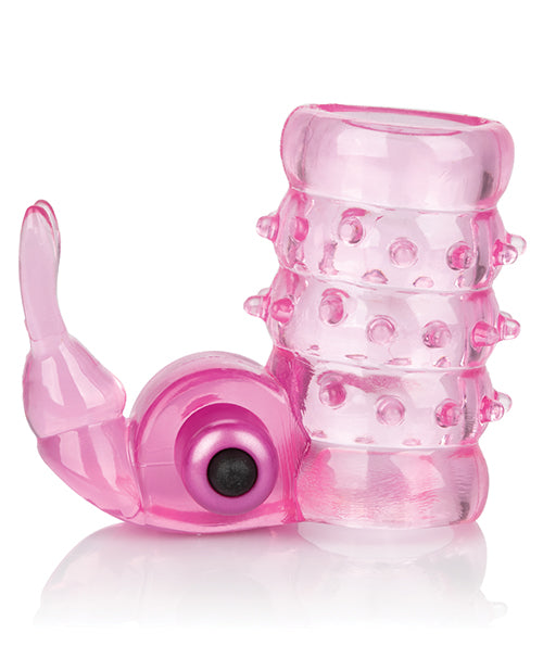 Stretchy Vibrating Bunny Enhancer Penis Ring in Pink