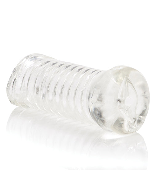 Clear Ribbed Male Masturbator with Stretchy TPR by Basic Essentials