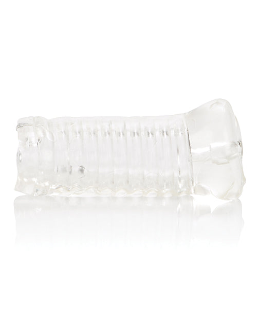 Clear Ribbed Male Masturbator with Stretchy TPR by Basic Essentials