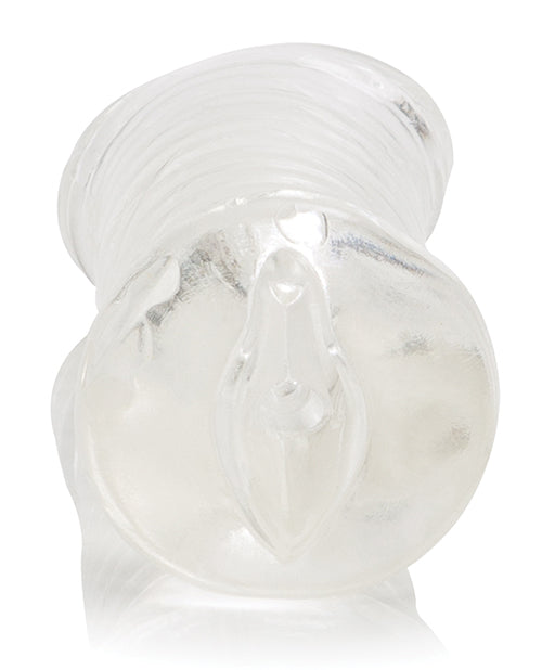 Clear Ribbed Male Masturbator with Stretchy TPR by Basic Essentials