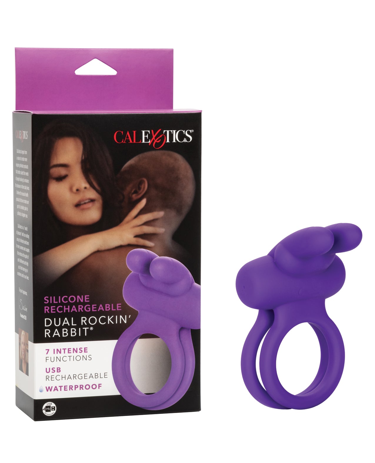 Couple's Enhancers Penis Enhancement Silicone Rechargeable Dual Vibrating Ring with Bunny Ears for Enhanced Stamina and Pleasure