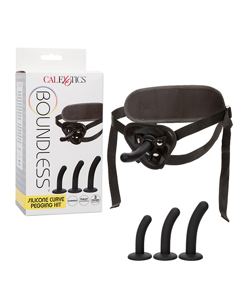 Boundless Anal Products Silicone Curve Pegging Kit Adjustable Harness Three Curved Probes for Versatile Anal Play